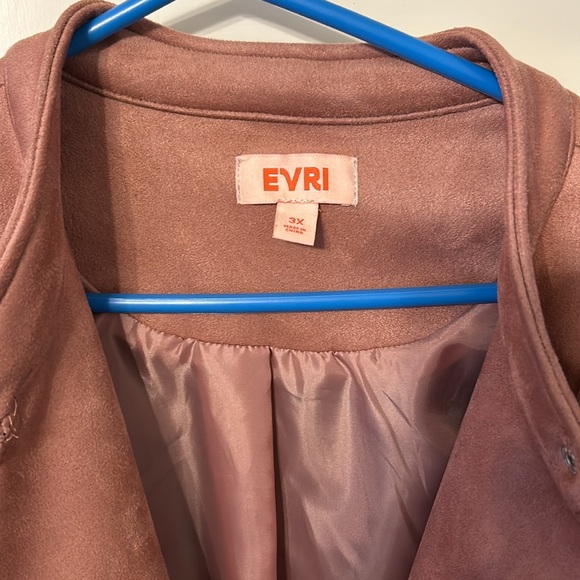 NWOT Mauve Colored Mandarin Collar Faux Suede Zippered Jacket w/Silver Hardware - Picture 4 of 6